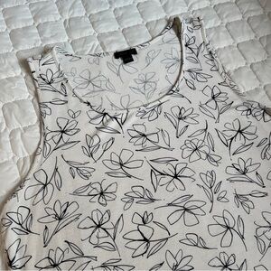 J Jill Large Womens Wearever Cream Black Floral Career Casual Rayon Spandex Tank